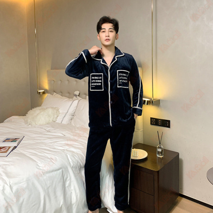 mens pajama set coral fleece